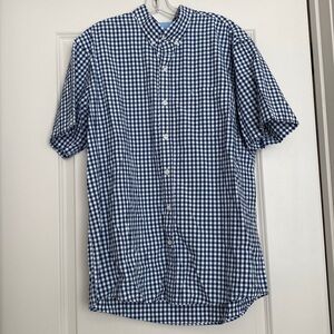 Men’s Blue/White Gingham Button Down Shirt